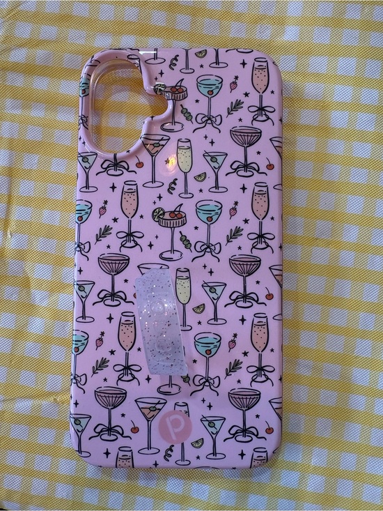 Loopy Case Other - Loopy Case Pink Cocktail Glasses Phone Case with Clear Glitter Grip